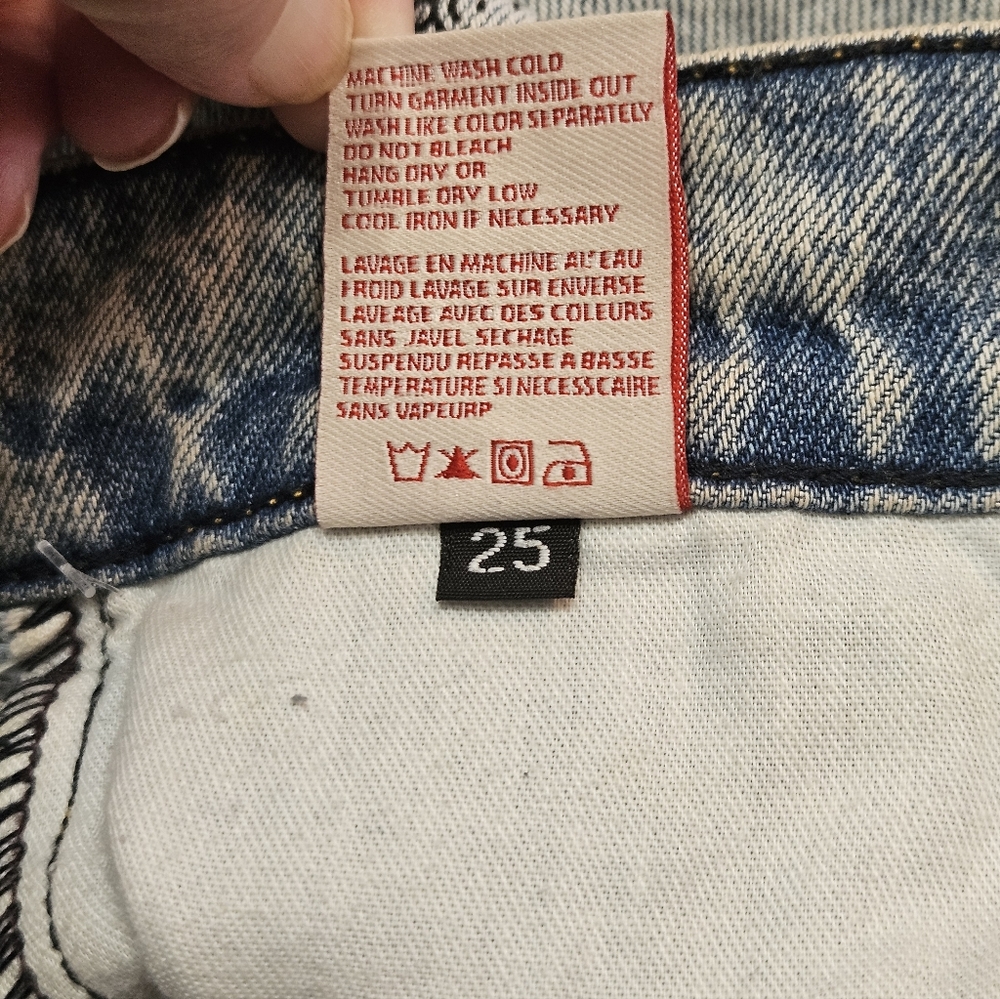 Revice Denim Jeans Sz 25 Distressed Graphics Hollywood Snake Rose Los Angeles - Picture 9 of 10